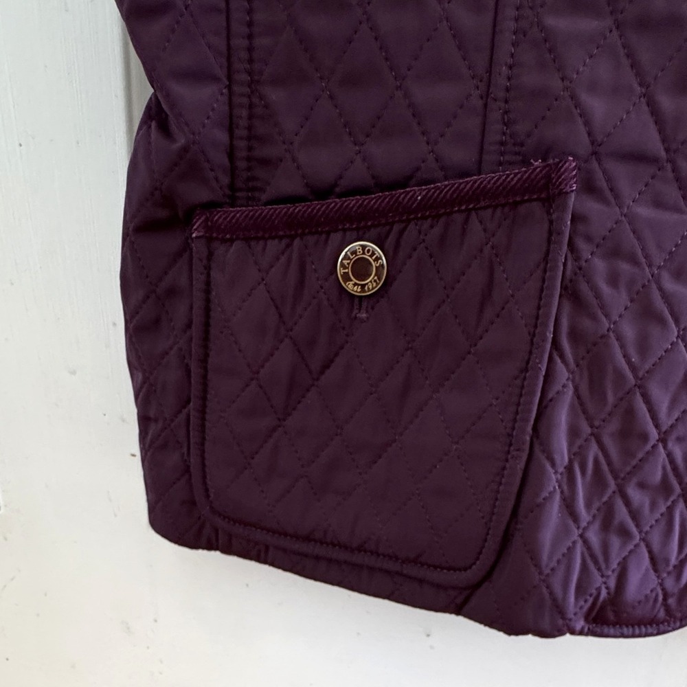 Talbots Quilted Dark Purple Vest, Size XL, Medium Weight, Fleece Lining, Pockets - Picture 5 of 8